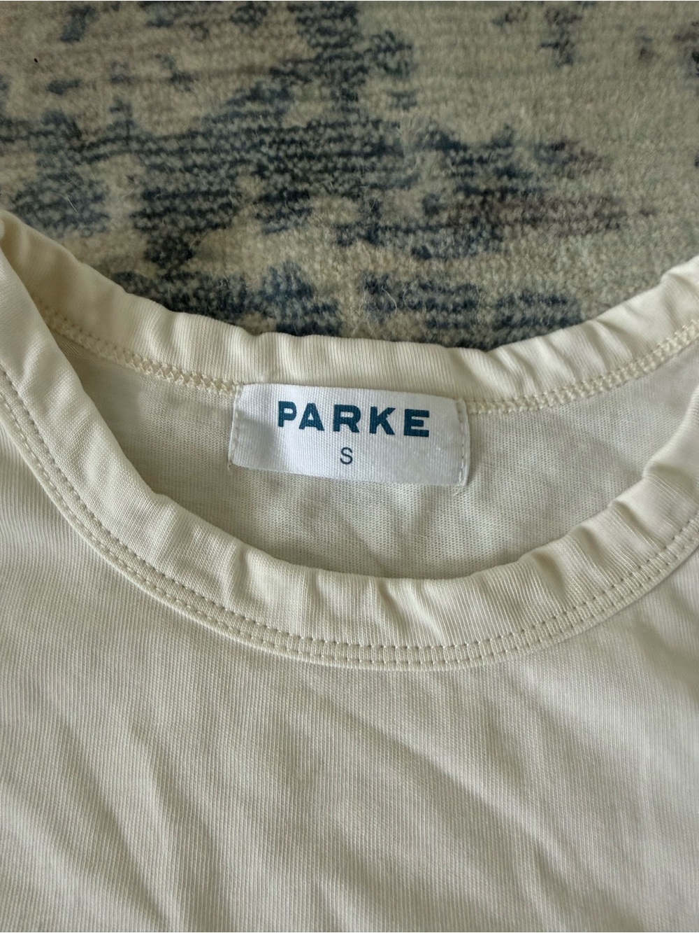 Parke White Tee with Red Star and Blue Logo - Picture 2 of 2